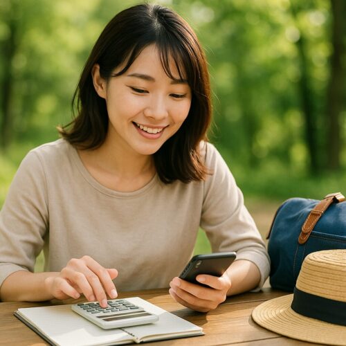 旅の予算を計画している女性