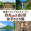 日光の代表的な風景。日光東照宮の陽明門、華厳ノ滝の壮大な流れ、中禅寺湖の静かな湖畔を組み合わせた画像