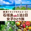 石垣島の観光地。川平湾と平久保灯台の青の絶景、ヤエヤマヤシの迫力、南国フルーツが色鮮やかな画像