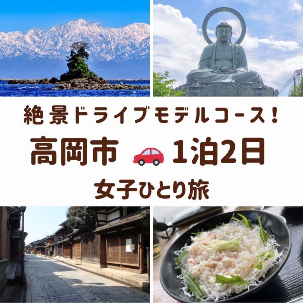 富山県高岡市の観光スポット。雨晴海岸と立山連峰、高岡大仏、金屋町の街並み、白えび丼の画像