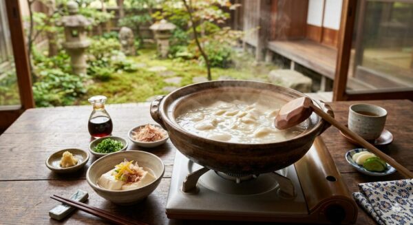 嬉野名物の白濁した汁とトロトロの温泉豆腐