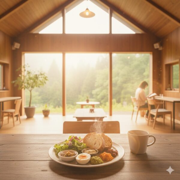 森の隠れ家「kàmenos」のようなkàmenosの緑が見える心地よい空気感をイメージした画像