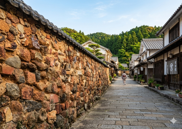 有田町にあるトンバイ塀のある裏通りの風景